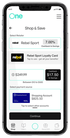 Discounted gift cards inside the One Member app
